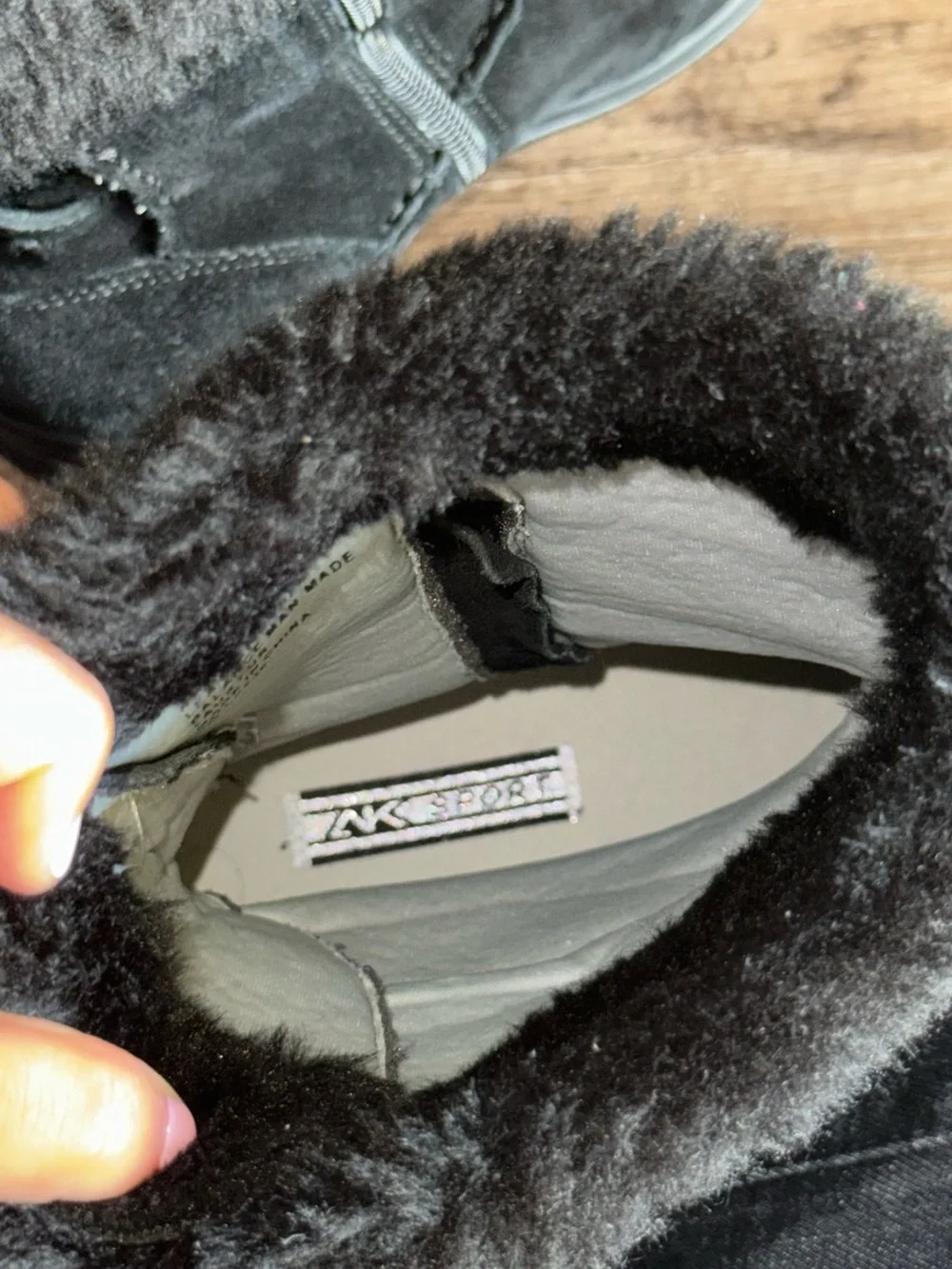 Anne Klein Women's Black Fur-Trim Suede Winter Boots